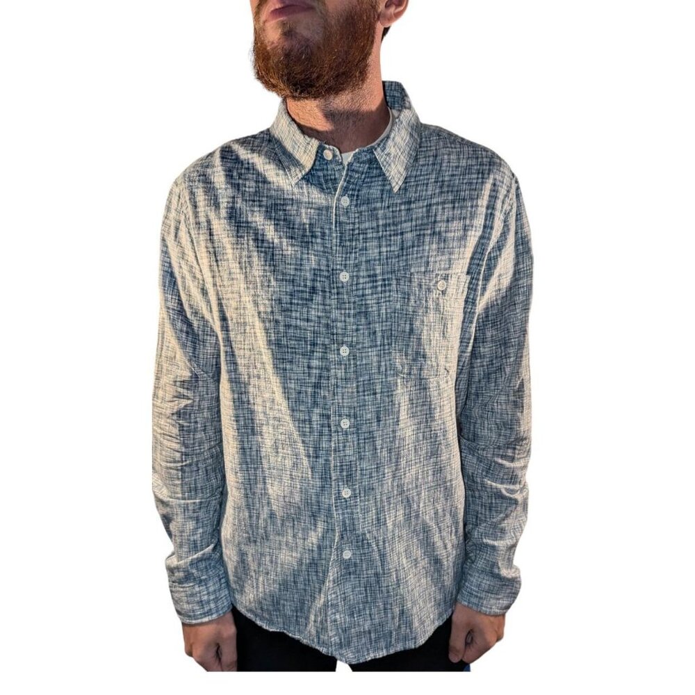 NATIVE YOUTH Mens Longsleeve Blue Button Down Shirt in Size Large